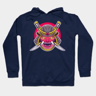 Oni Mask With Sword Cartoon Hoodie